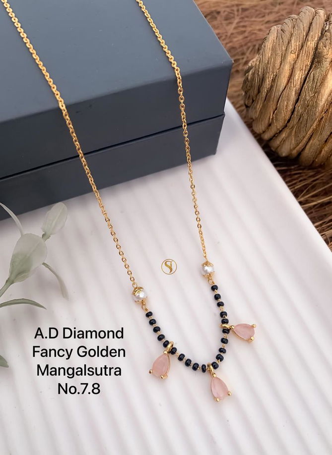 3 AD Diamond Daily Wear Golden Fancy Mangalsutra Wholesale Price In Surat
